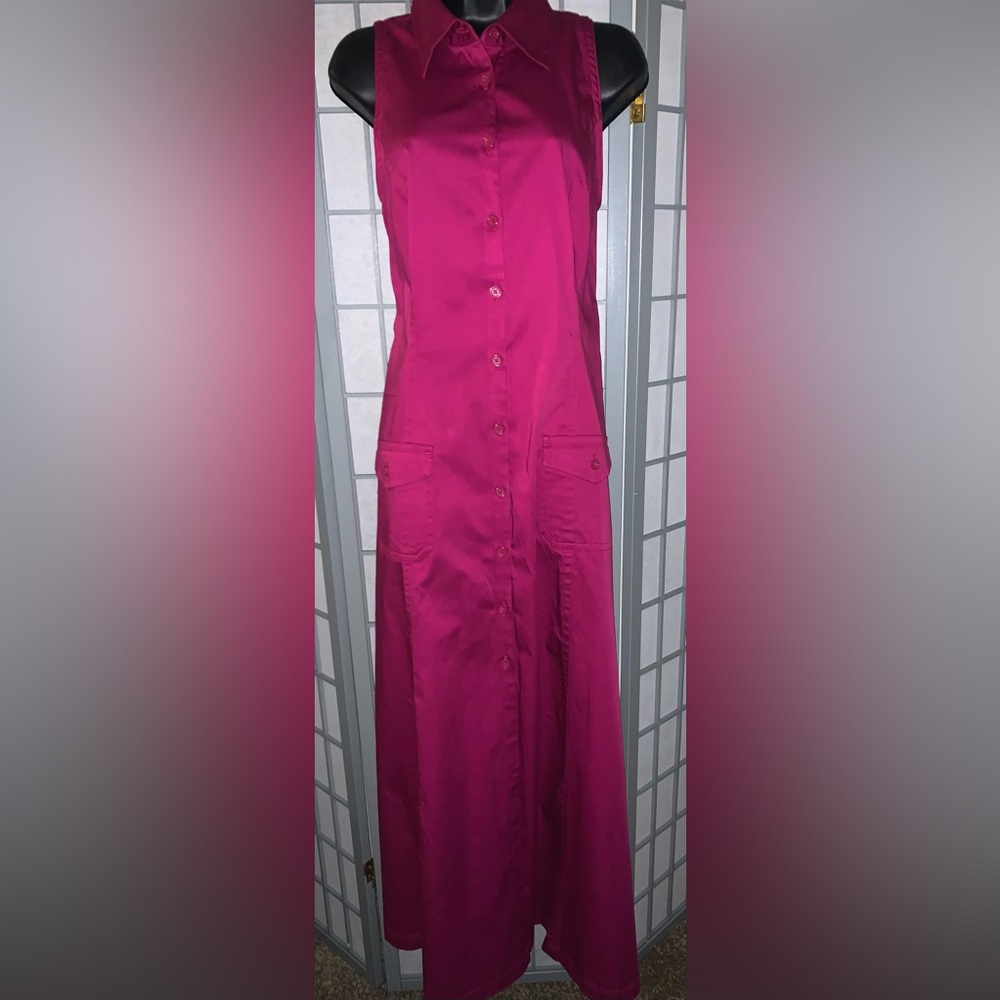 Button Down Dress Magenta